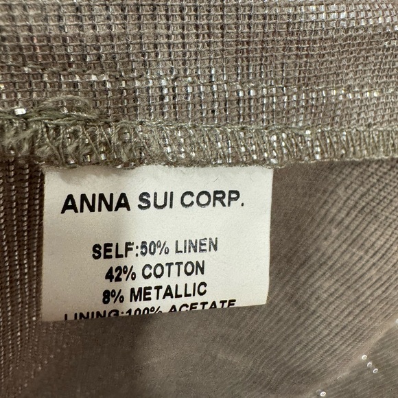 Anna Sui silvery Metallic Linen Blend Dress size 0 - Picture 6 of 12